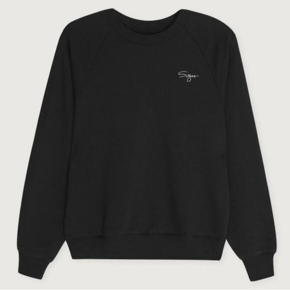 OAK + FORT Tops - Oak + Fort Black Sweatshirt Sugar Embroidered XS